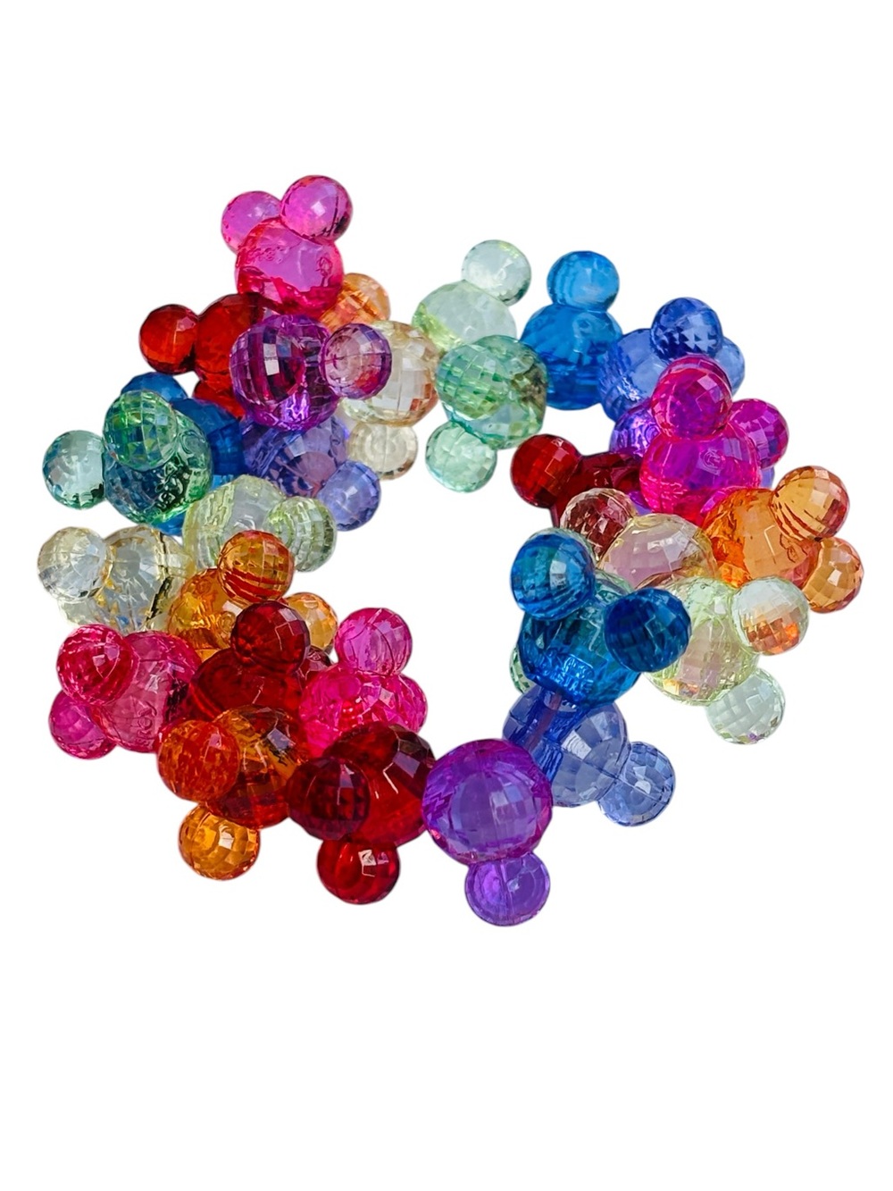 Disney Parks Rainbow Prism Mickey Mouse Stretch Bracelet Faceted Beads OS